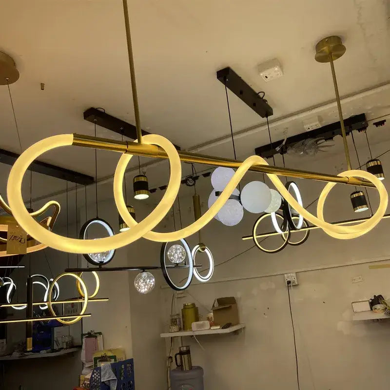 Gold Curved LED Chandelier 60-200cm