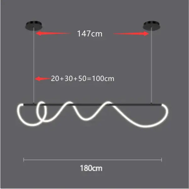 Gold Curved LED Chandelier 60-200cm