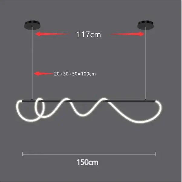 Gold Curved LED Chandelier 60-200cm