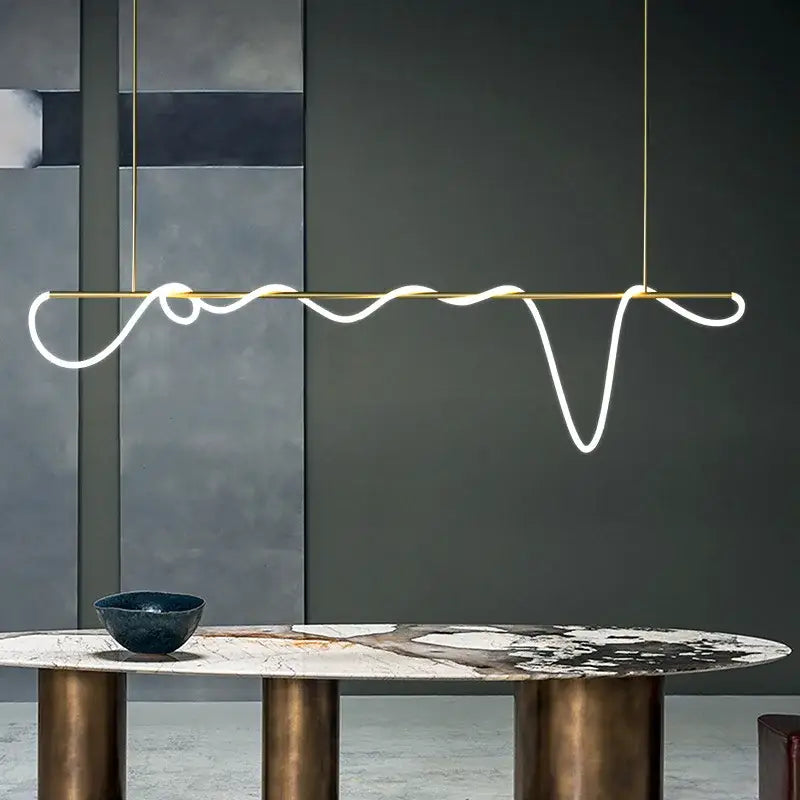 Gold Curved LED Chandelier 60-200cm