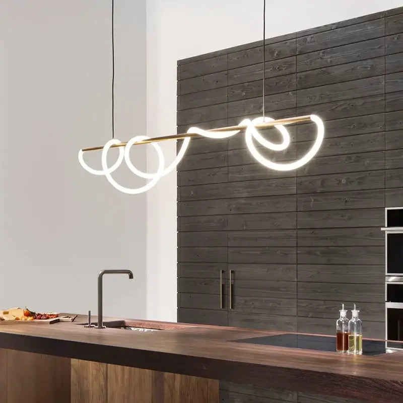 Gold Curved LED Chandelier 60-200cm