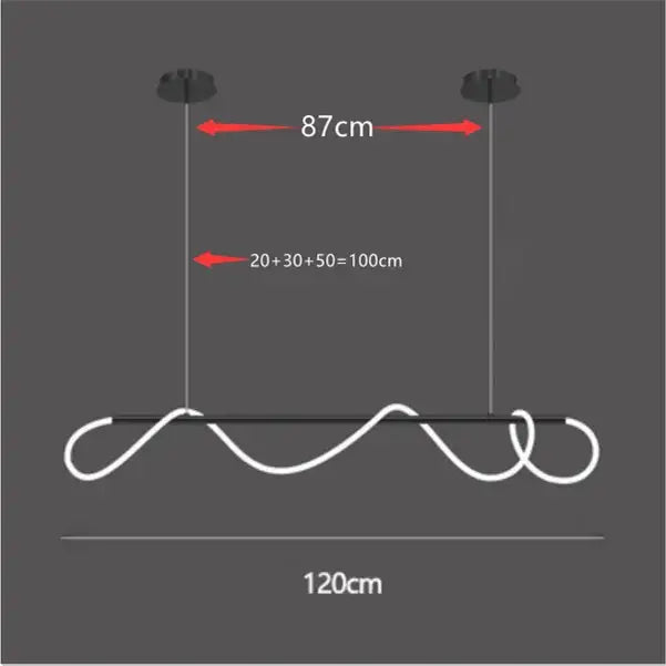 Gold Curved LED Chandelier 60-200cm