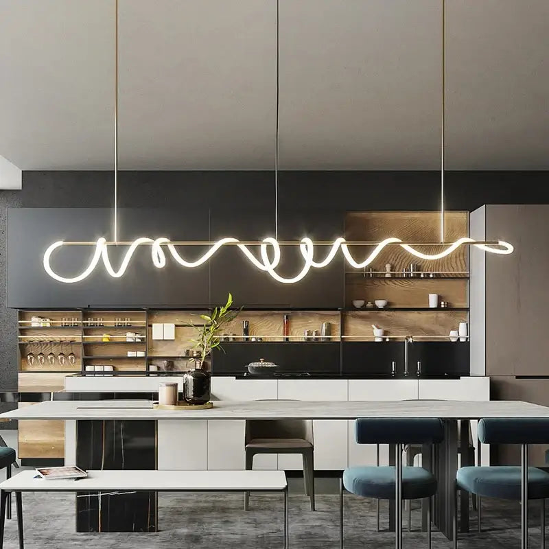 Gold Curved LED Chandelier 60-200cm