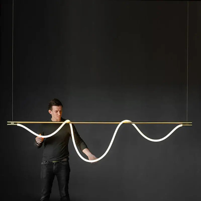 Gold Curved LED Chandelier 60-200cm
