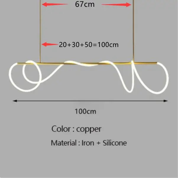 Gold Curved LED Chandelier 60-200cm