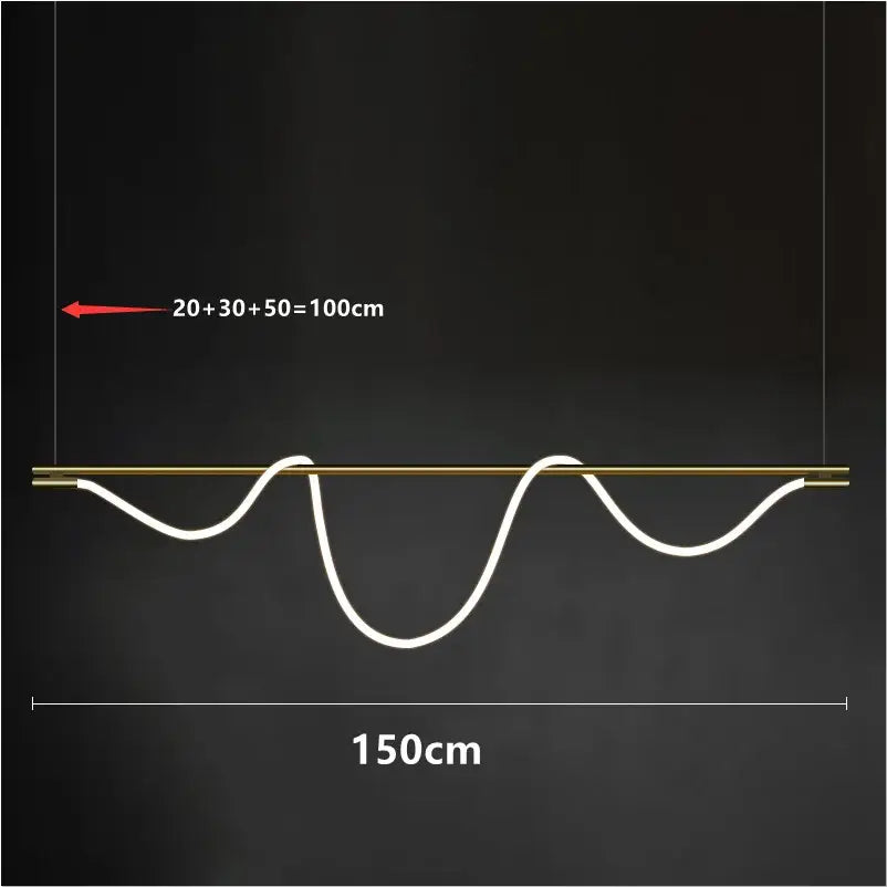Gold Curved LED Chandelier 60-200cm
