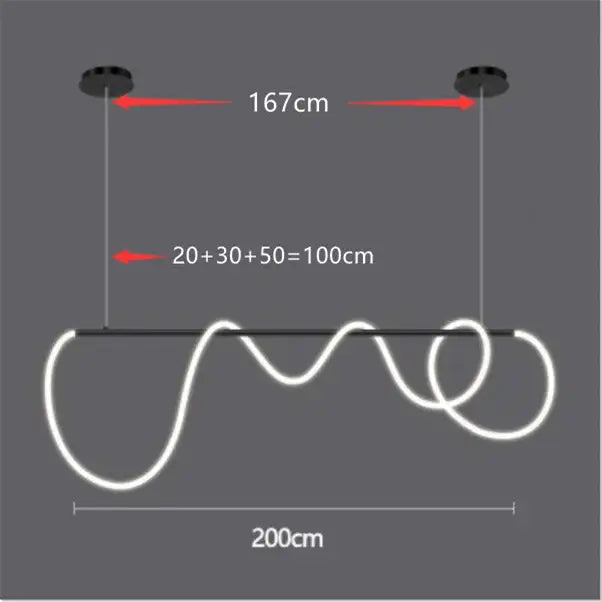 Gold Curved LED Chandelier 60-200cm