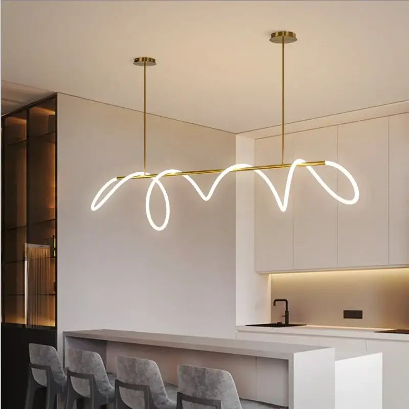 Gold Curved LED Chandelier 60-200cm