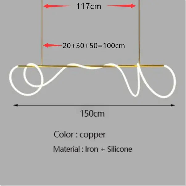 Gold Curved LED Chandelier 60-200cm