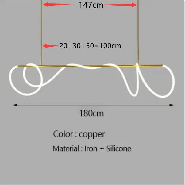 Gold Curved LED Chandelier 60-200cm