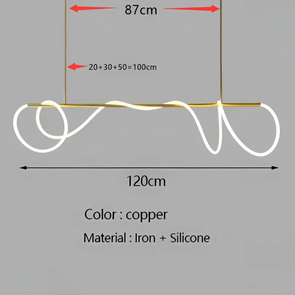 Gold Curved LED Chandelier 60-200cm