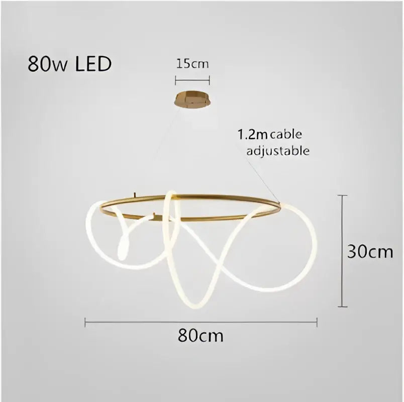 Gold Curved LED Chandelier 60-200cm