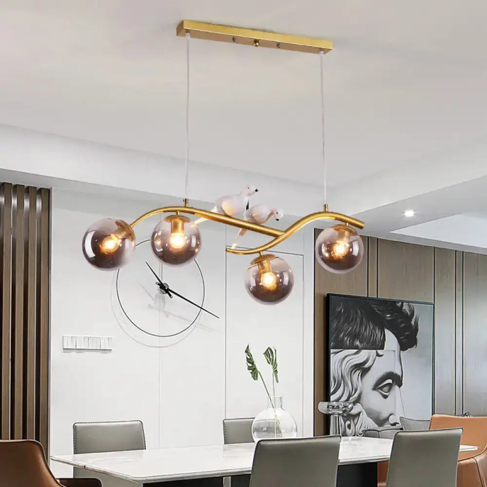 Gold Black Pendant Light Cognac Smoke Grey Glass