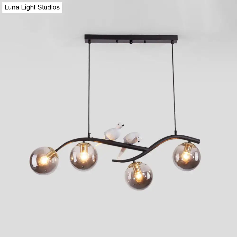 Gold Black Pendant Light Cognac Smoke Grey Glass