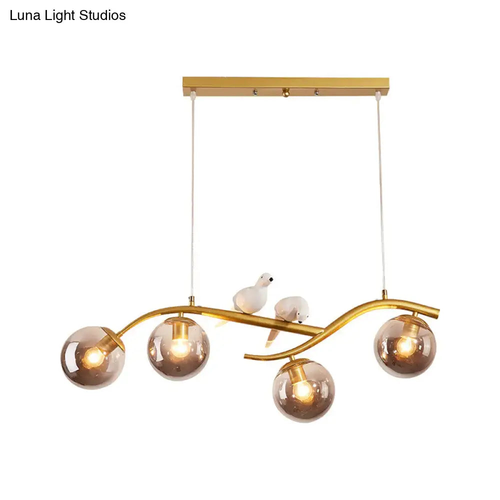 Gold Black Pendant Light Cognac Smoke Grey Glass