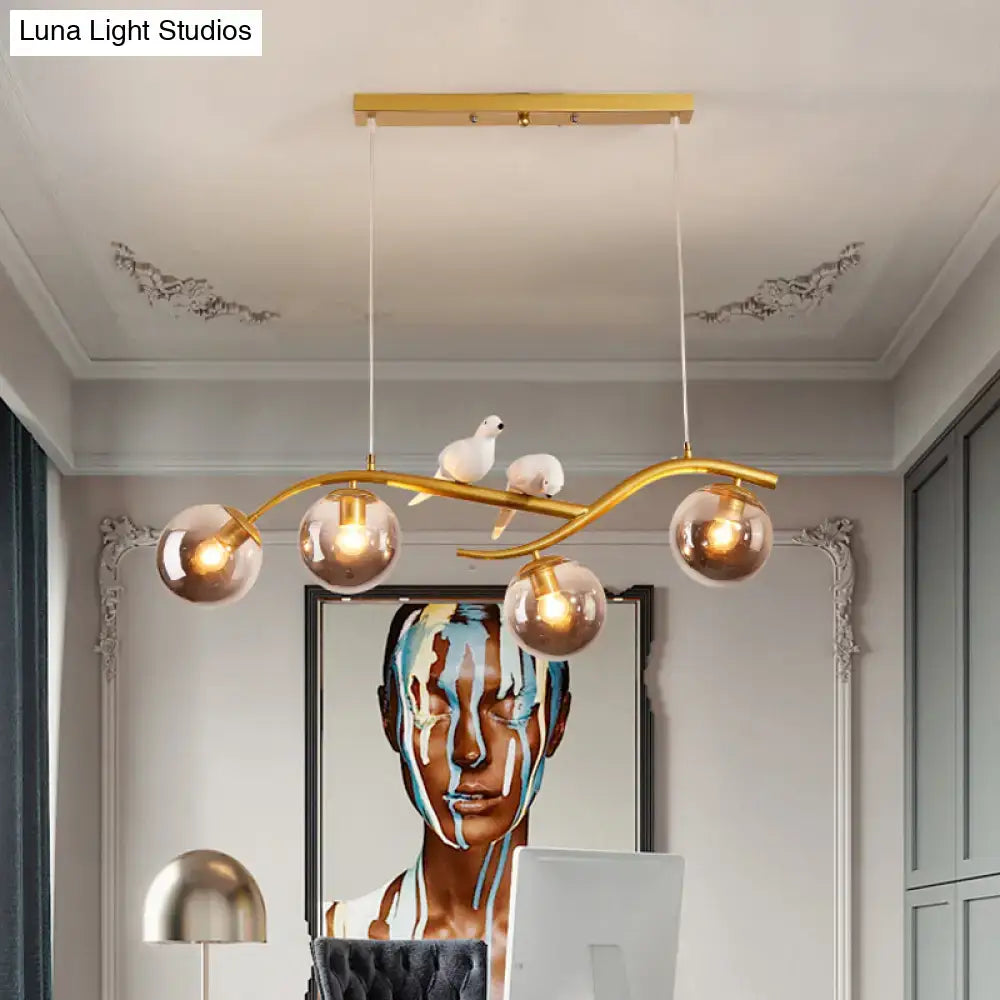 Gold Black Pendant Light Cognac Smoke Grey Glass