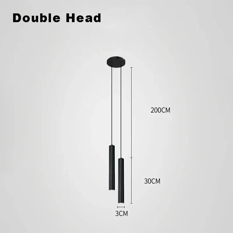 Black Nordic Cylinder Pendant Light Double-Head