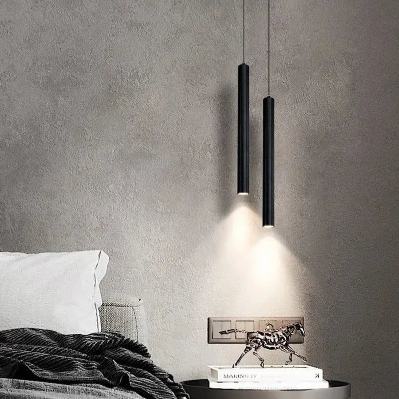 Black Nordic Cylinder Pendant Light Double-Head