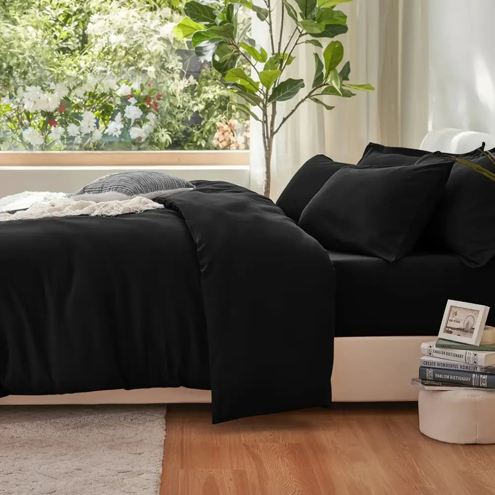 Black Satin Duvet Set