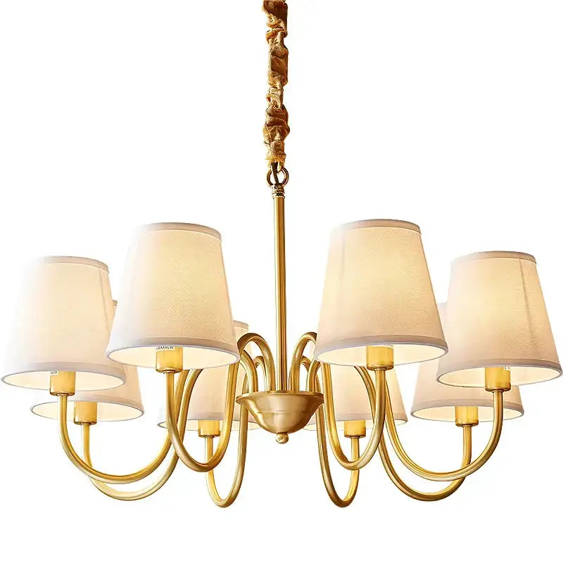 Copper Fabric Shade 10-Head Chandelier
