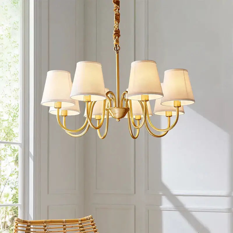 Copper Fabric Shade 10-Head Chandelier