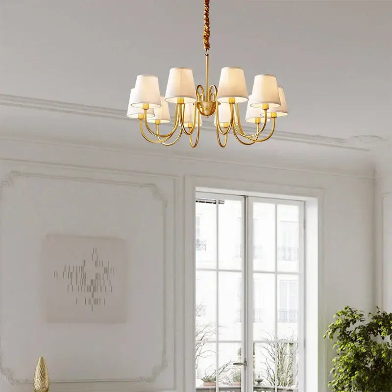 Copper Fabric Shade 10-Head Chandelier