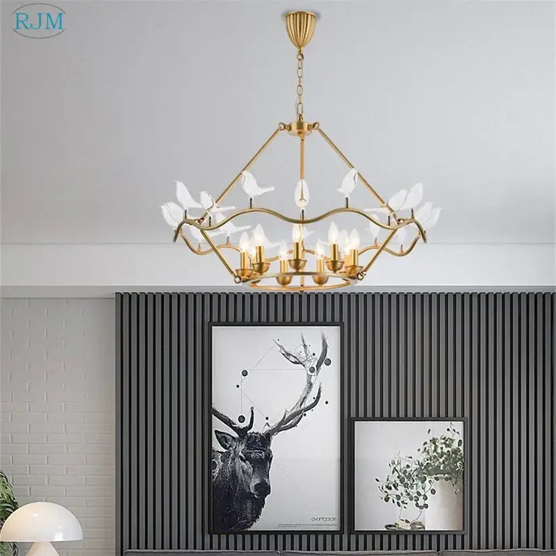 Copper Bird Chandelier for Dining and Social Areas