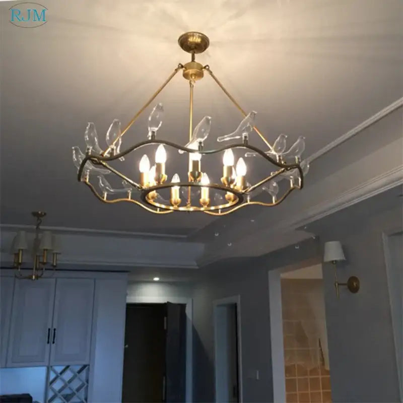 Copper Bird Chandelier for Dining and Social Areas