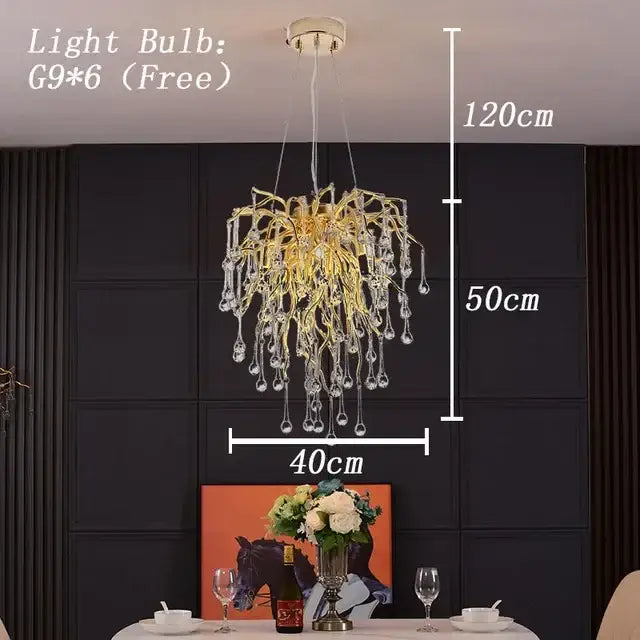 Copper Crystal Branch Chandelier
