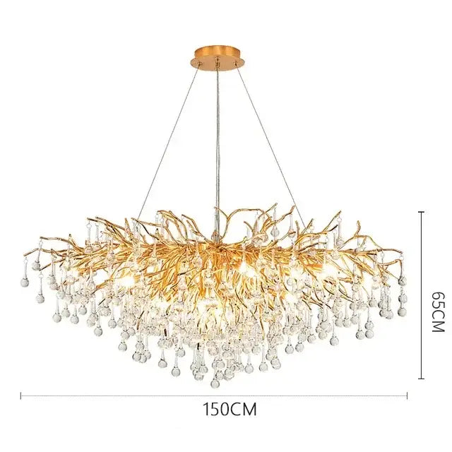 Copper Crystal Branch Chandelier