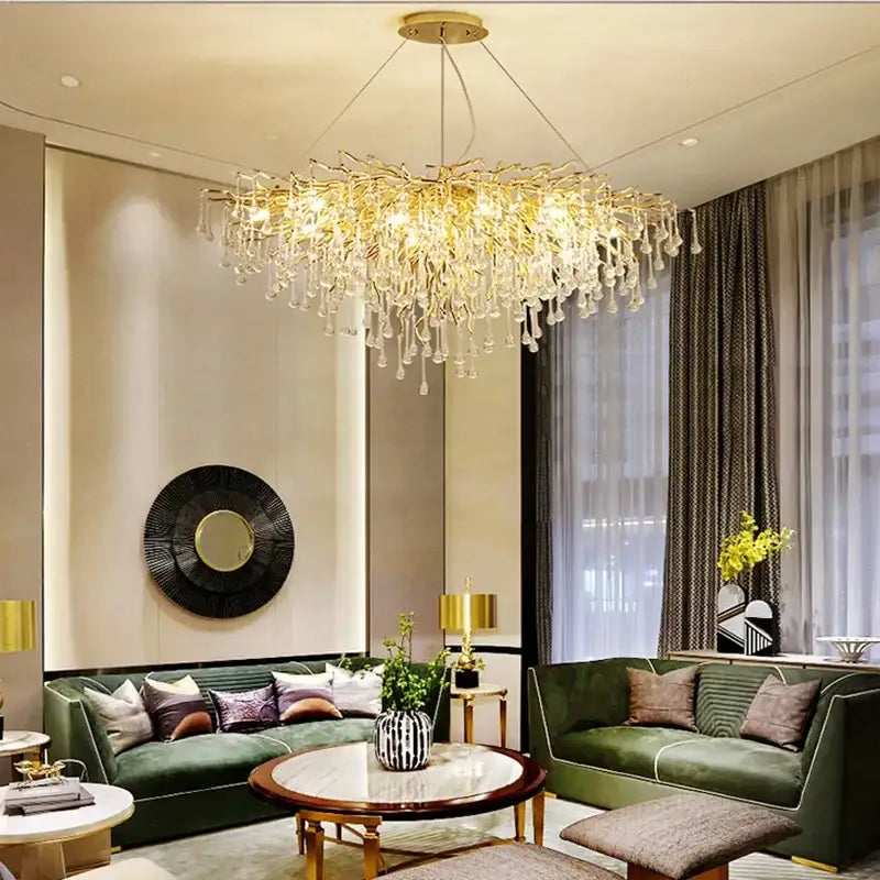 Copper Crystal Branch Chandelier