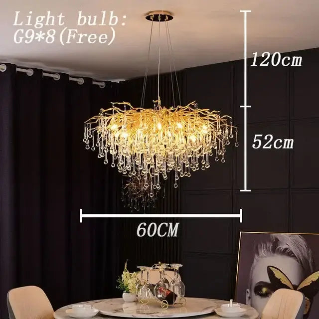 Copper Crystal Branch Chandelier