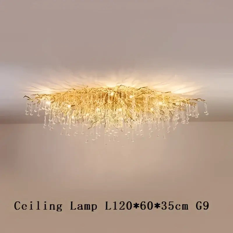 Copper Crystal Branch Chandelier
