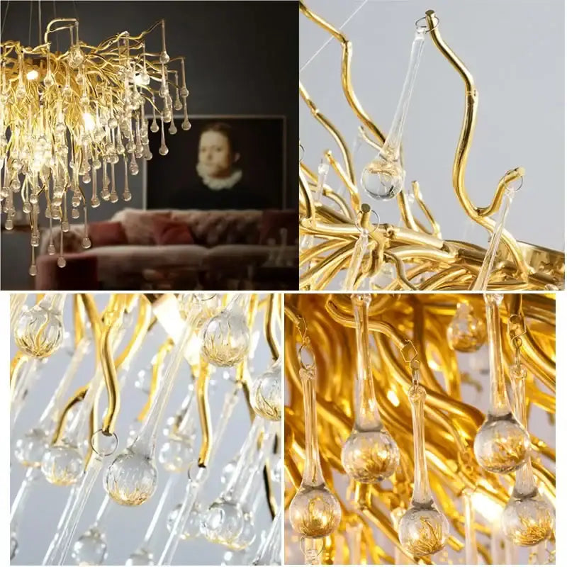 Copper Crystal Branch Chandelier