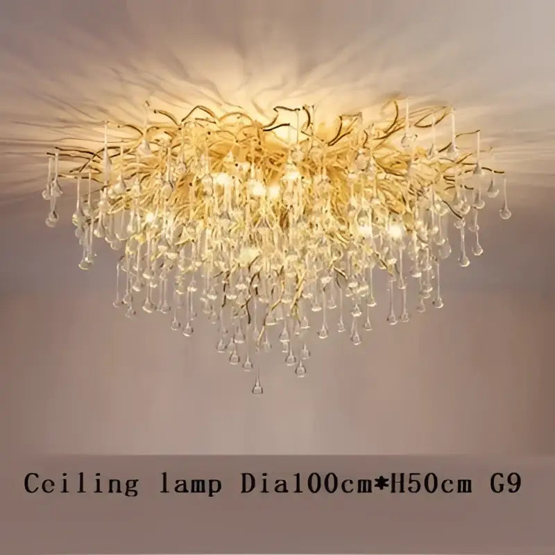 Copper Crystal Branch Chandelier