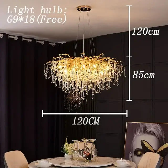 Copper Crystal Branch Chandelier