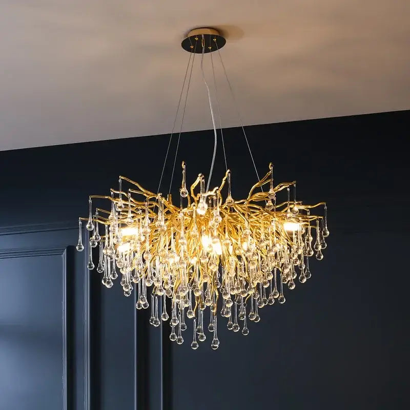 Copper Crystal Branch Chandelier