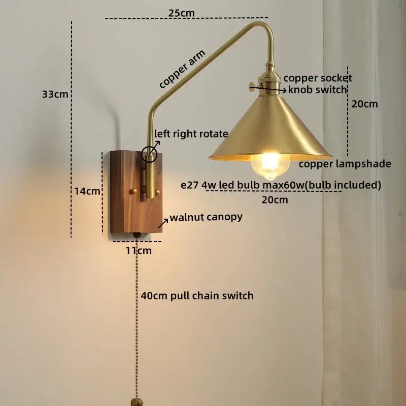 Copper Ceramic Wall Lamp with LED Lighting