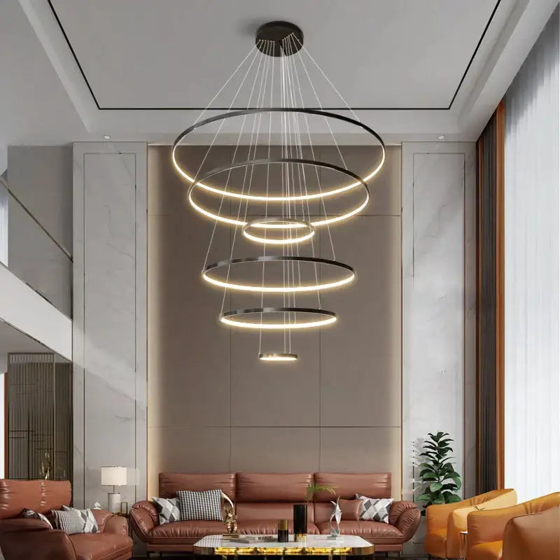 Copper Circle Chandelier Light