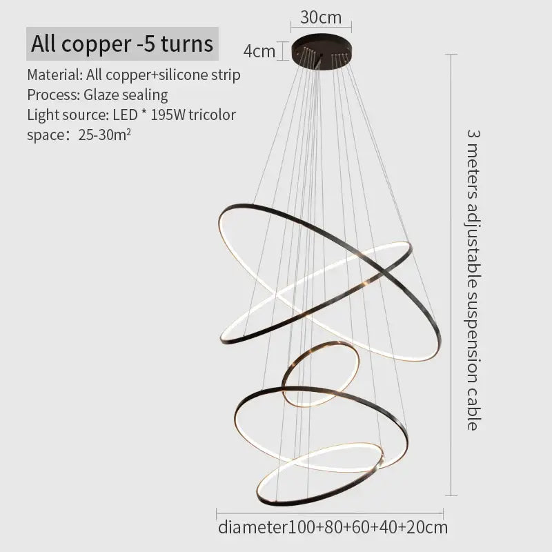 Copper Circle Chandelier Light