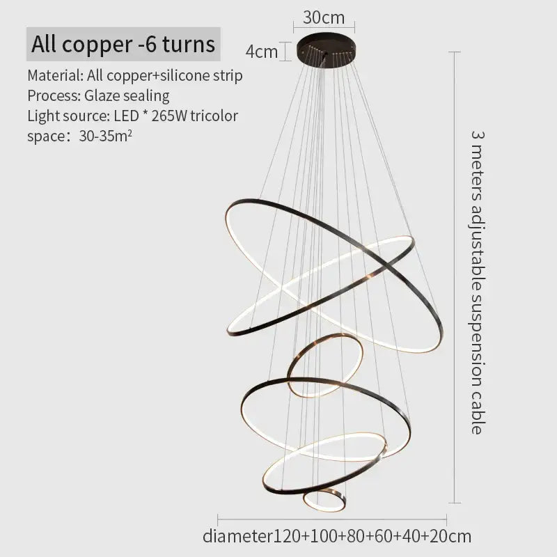 Copper Circle Chandelier Light