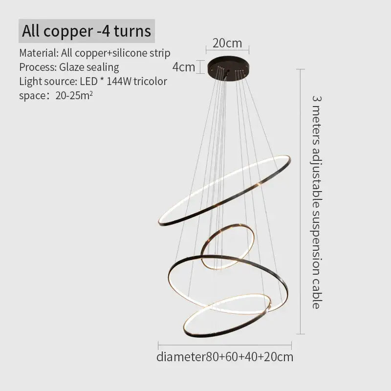 Copper Circle Chandelier Light