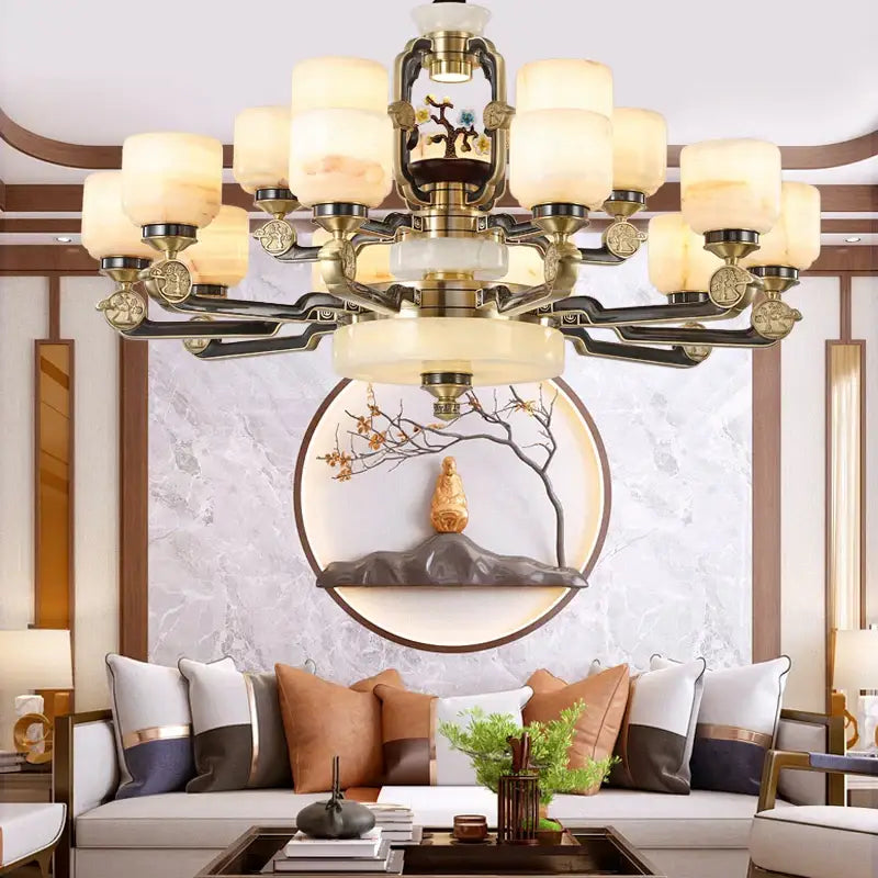 Copper Jade Branch Chandelier