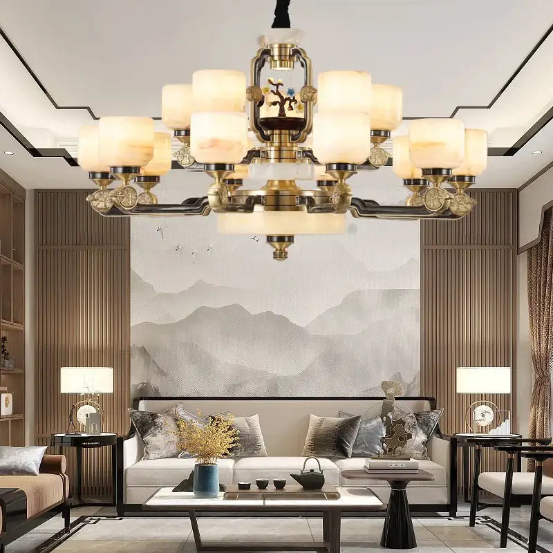 Copper Jade Branch Chandelier