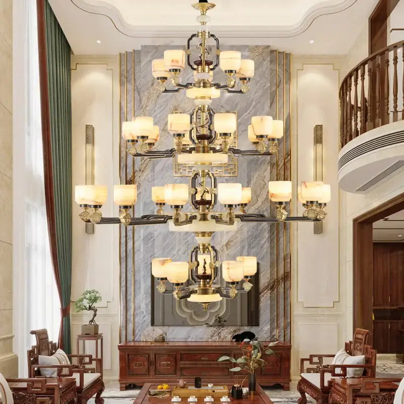 Copper Jade Branch Chandelier