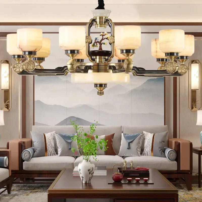 Copper Jade Branch Chandelier