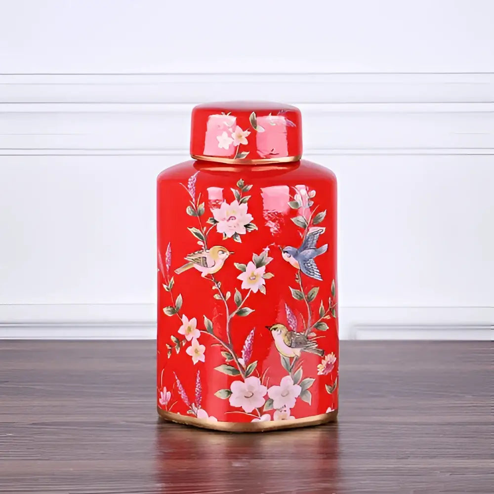 Yellow Floral Ceramic Jar