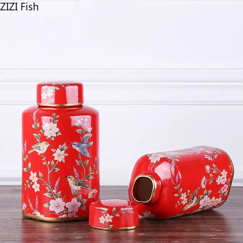 Yellow Floral Ceramic Jar