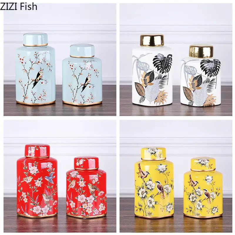 Yellow Floral Ceramic Jar