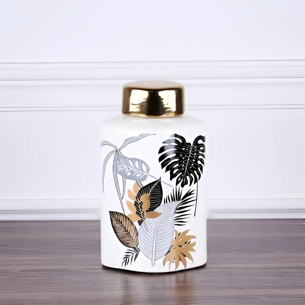Yellow Floral Ceramic Jar